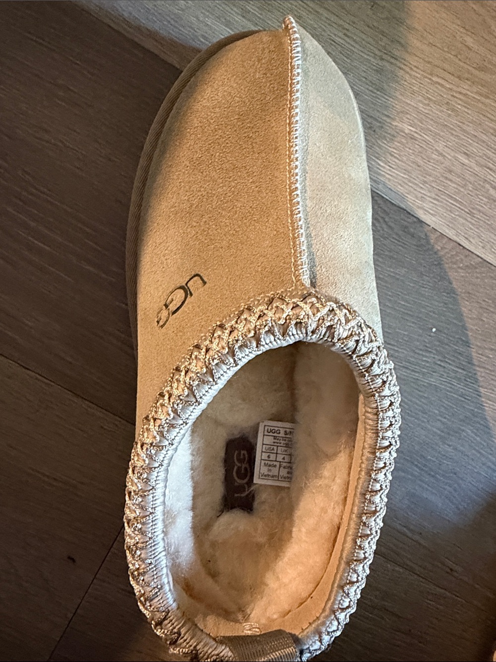 UGG Chestnut Suede Plush-Lined Slip-On Slipper